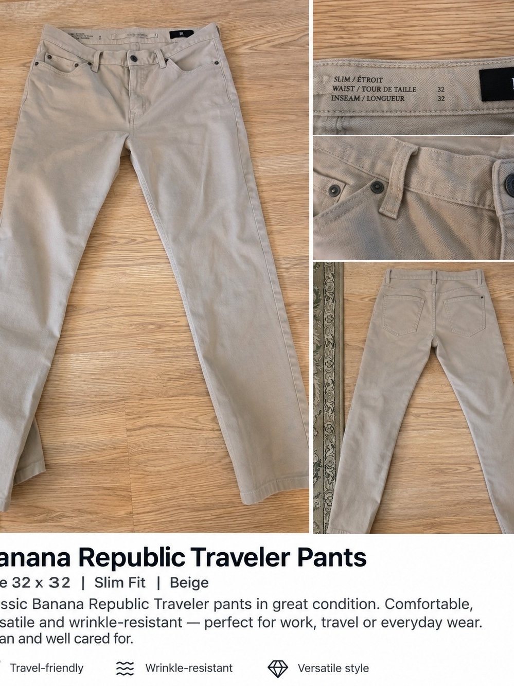 Banana Republic Slim Chino Pants - Beige/Tan
